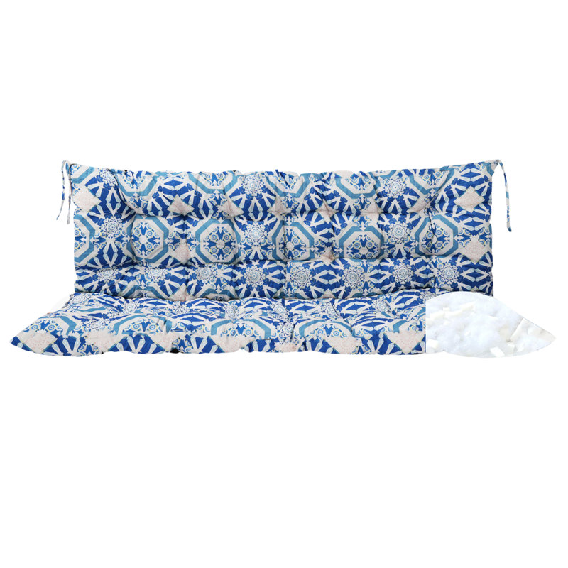Porch Swing Cushions With Backrest, 4" Thicken Waterproof Outdoor Bench Cushion, Only Cushion, 47" W x 20" D, Lange