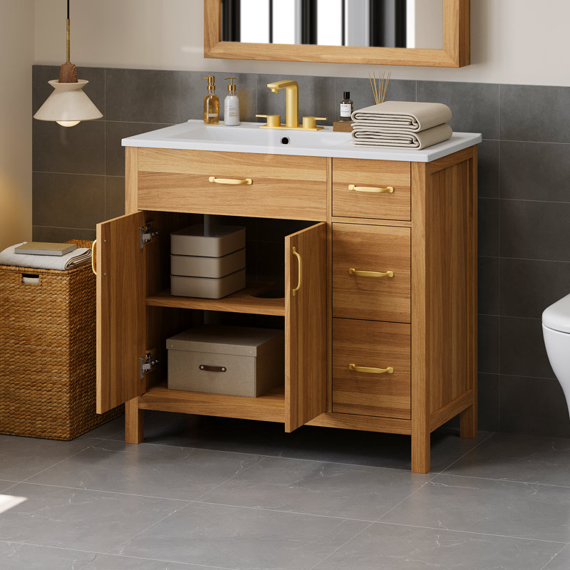 36" Single Bathroom Vanity With Ceramic Sink