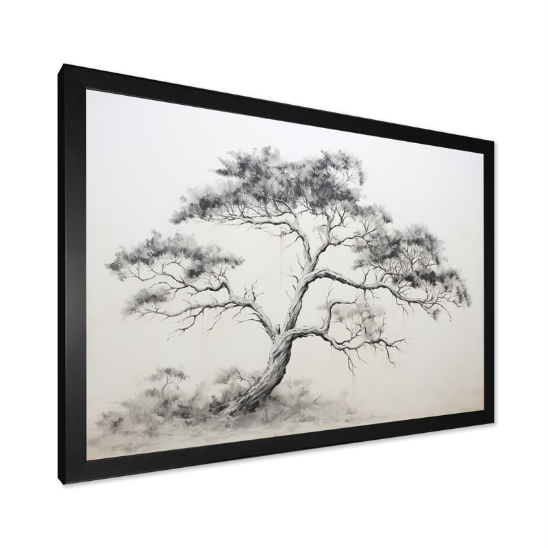 Minimalisme, pin blanc, rêve III sur toile, Cadre simple noir, H 12 po x l 20 po x P 1 po