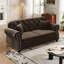 Canapé Mid-Century moderne en velours de 63 po avec garniture cloutée et causeuse Chesterfield moderne avec 2 coussins et repose-pieds-2125227897