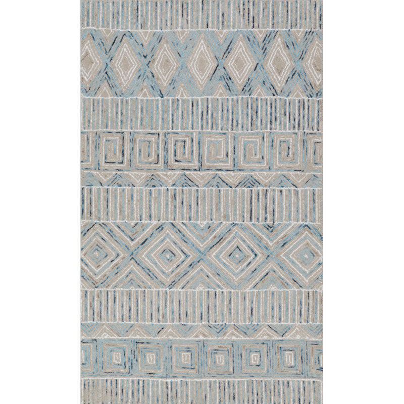 Odyssey Hand-Tufted Cut/Loop Pile Textured Geometric Wool Rug, 3' x 5'
