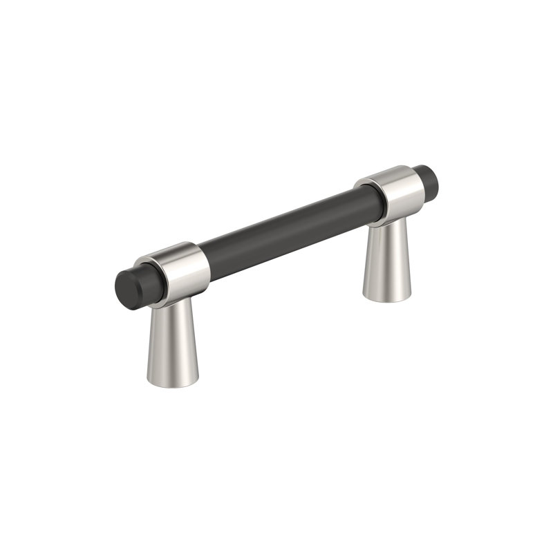 Mergence bar handle, 3 po d'un centre à l'autre, Matte Black/Polished Nickel