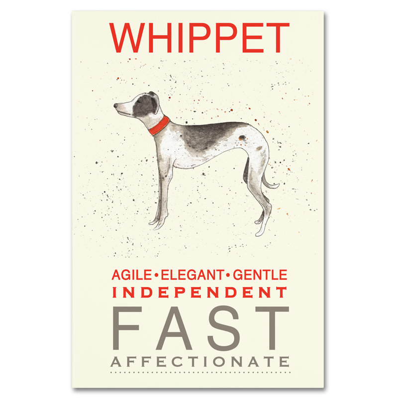 « whippet print », reproduction d’impression sur toile tendue, H 19 po x l 12 po