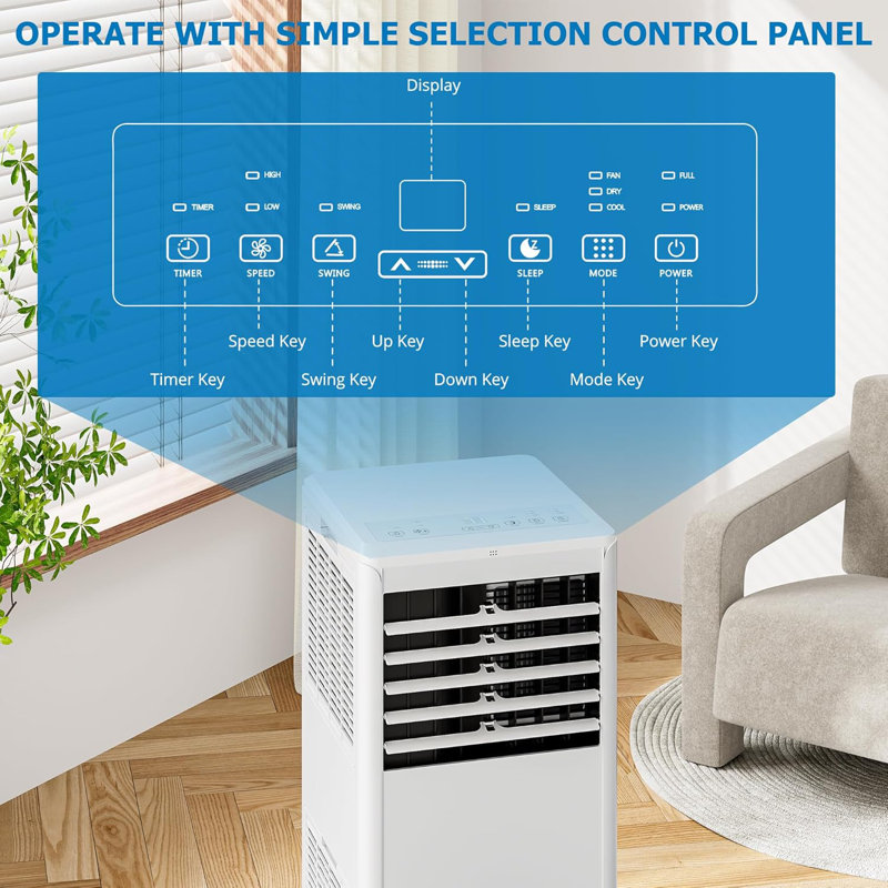 8000 Btu 3 In 1 Portable Air Conditioners With Remote Control With Cooling/dehumidifying/fan Mode
