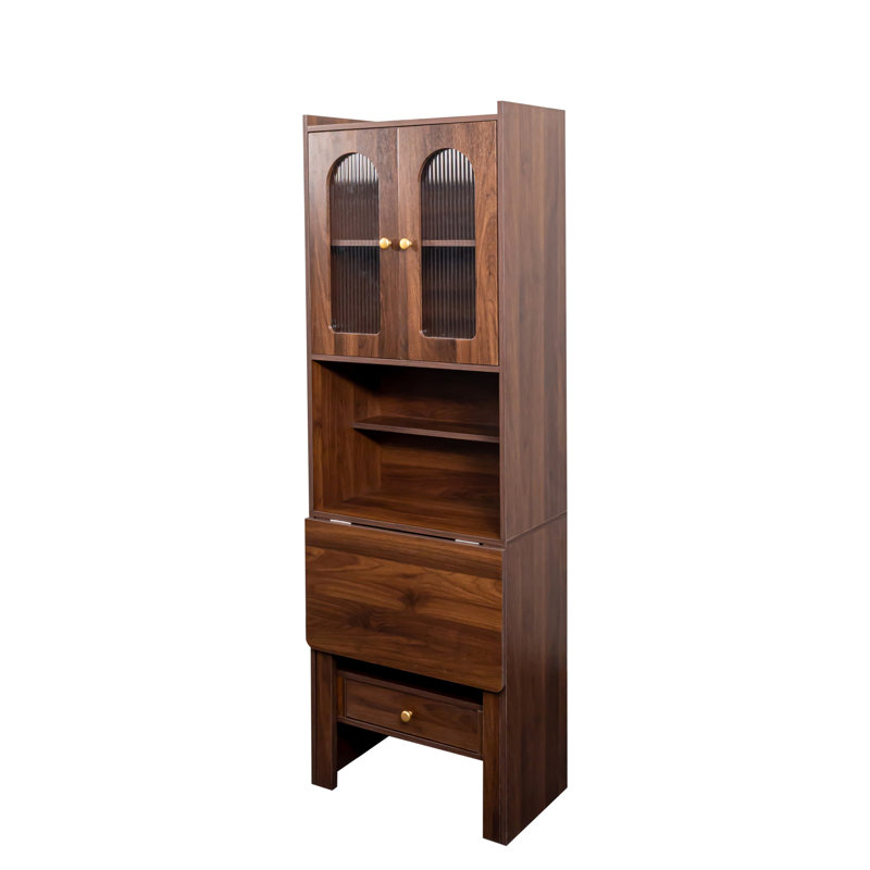 Fold-out Writing Desk In Walnut - Drawer And Shelf For Home Office Needs Convertible With Workstation