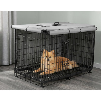 Thickened Cover for 24-Inch Dog Crate, Wind-Resistant Puppy Cage Cover, Features Mesh Windows on Both Sides, Portable Design for Indoor and Outdoor Use