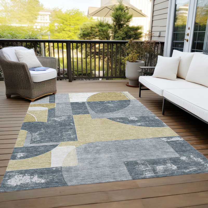 Tapis gris intérieur / extérieur lavable à la machine Cinead ACN1692, Rectangle 10 pi x 14 pi