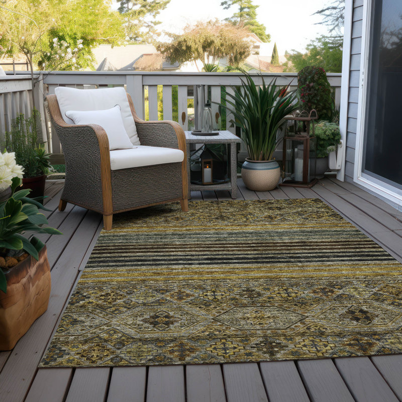 Tapis gris intérieur / extérieur lavable à la machine Claudian ACN1641, Rectangle 5 pi x 7 pi 6 po