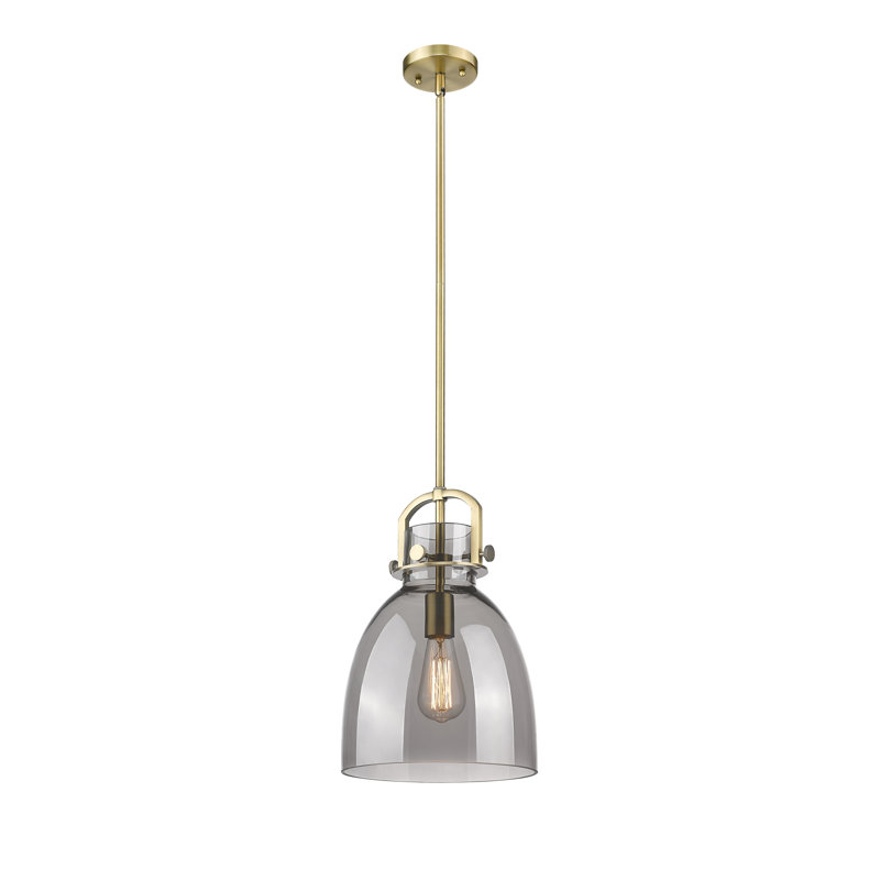 Luminaire suspendu 1 lumière Badillo, Laiton brossé, Plaqué couleur fumée, H 14,75 po x l 10 po x P 10 po