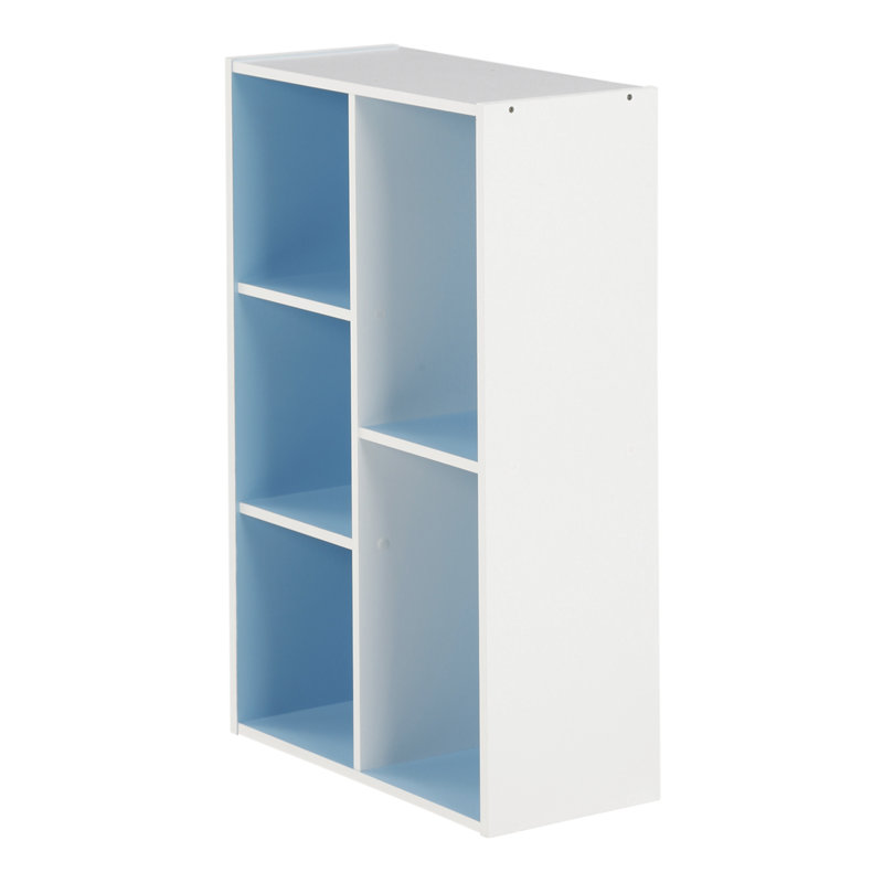 Kaidence 5-Cube Reversible Open Shelf Bookcase, White/Light Blue
