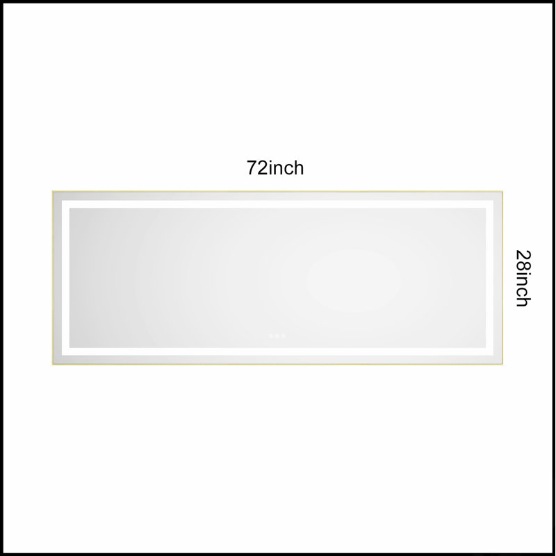 Miroir de salle de bain DEL, Doré, 28 po x 72 po
