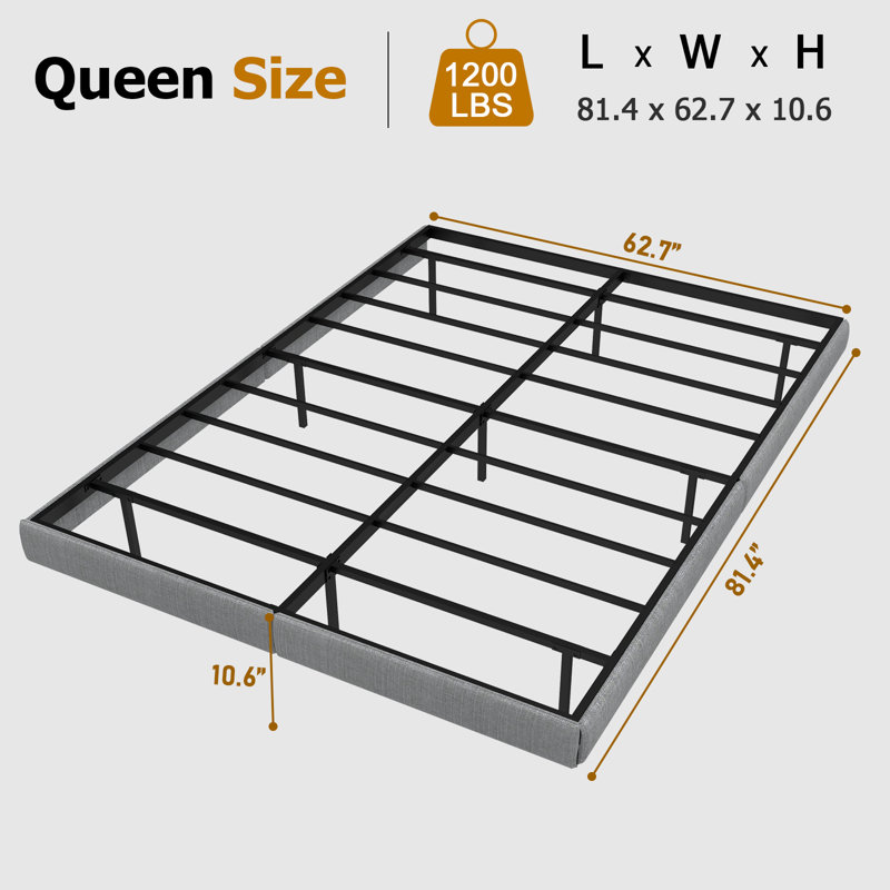 Floating Bed Frame with LED Lights, Metal Bed Frame, No Springs, Easy to Assemble, Queen