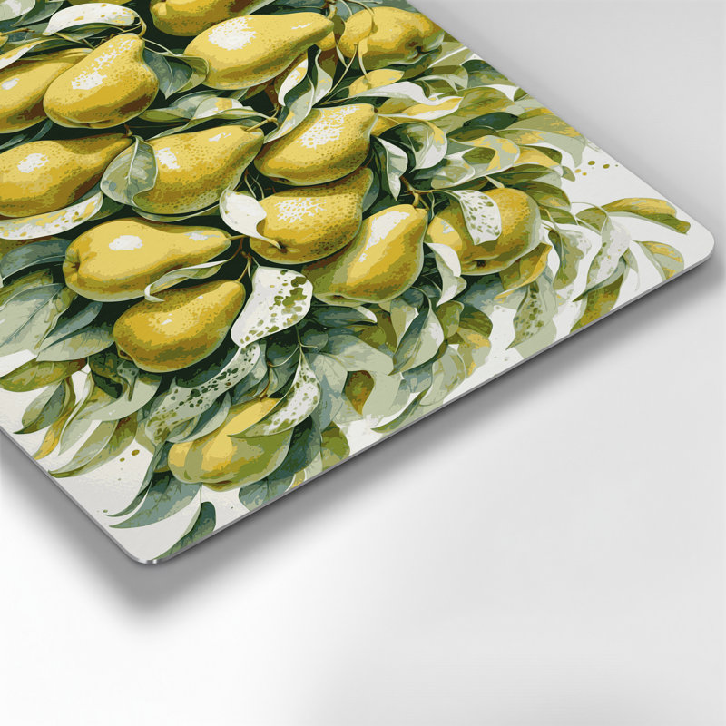 Art mural en métal beige poire aux fruits, H 20 po x l 30 po