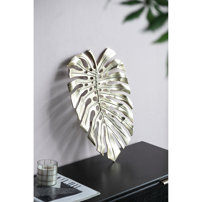 Décoration murale feuille d'or 24,8 x 17,3 x 2 po - Élégance contemporaine en aluminium