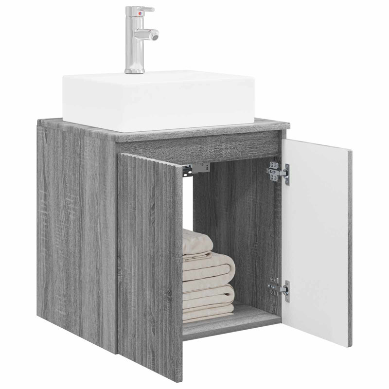 Single Bathroom Vanity with Ceramic Basin, Grey Sonoma
