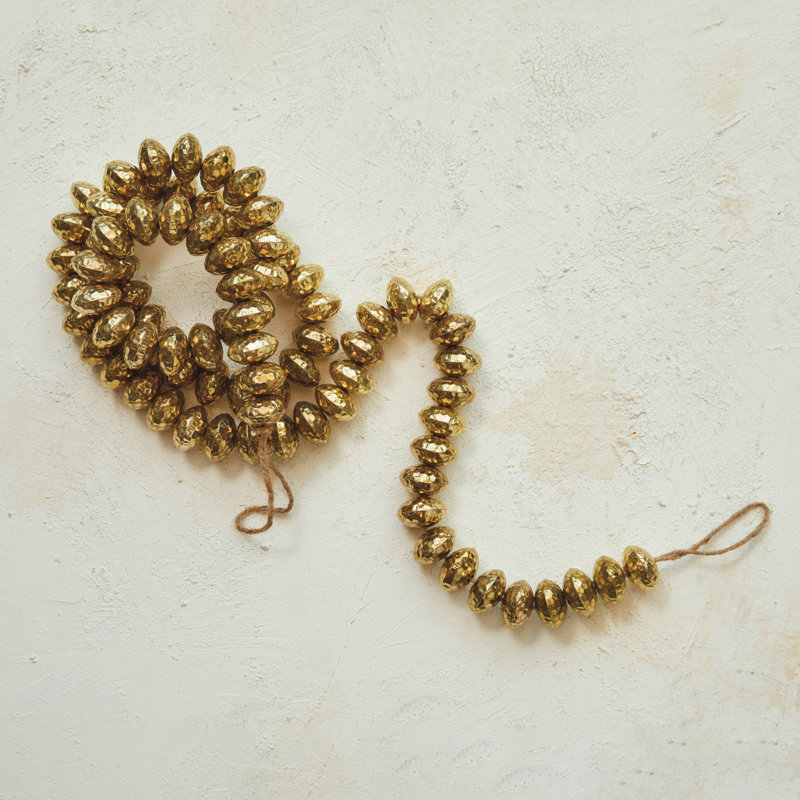 Hammered Metal Bead Garland Brass