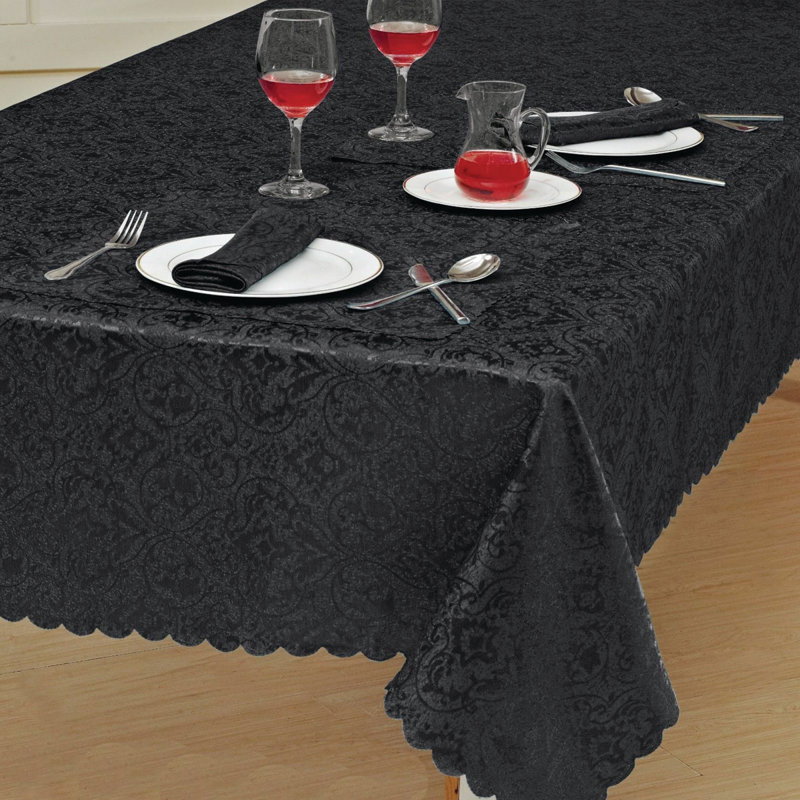 New Damask Jacquard Table Runner, 33cm W x 183cm L, Black