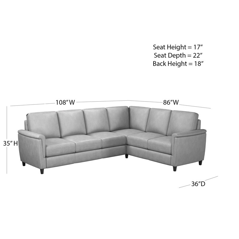 Canapé modulaire en cuir véritable de 108 po de large Rambrij, Face à la gauche, Crème
