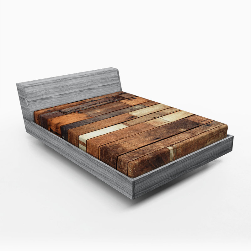 Queen Brown Rustic Print Microfiber Fitted Sheet