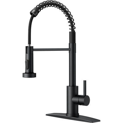 Robinet d'évier de cuisine avec douchette rétractable, robinet d'évier coulissant à ressort à poignée simple en acier inoxydable commercial pour buanderie de campeur