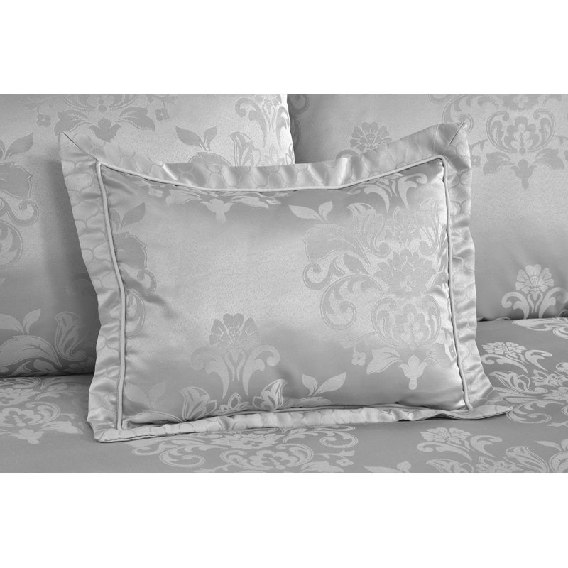 Garwood Damask Rectangular Throw Cushion, Silver