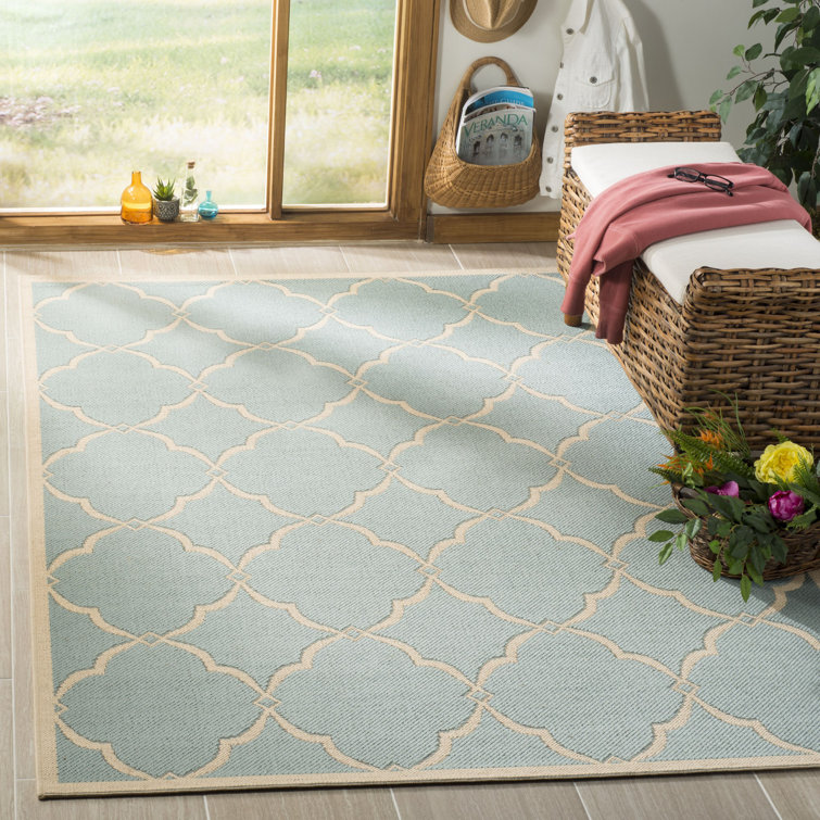 Miesha Aqua/Cream Area Rug