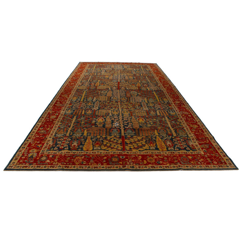 9x17 Blue and Red Turkish Traditional Runner