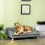 Lit pour chien surélevé en mousse, confortable avec housse lavable, pieds en bois, gris, pour les grands chiens, grands et moyens
