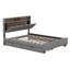 Grand lit plateforme tapissier avec tête de lit, lit gigogne simple TG et 2 tiroirs-100084005