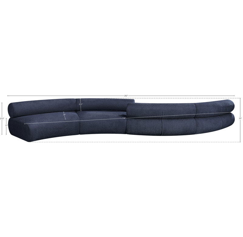 Bale 202" Upholstered Sectional, Navy Chenille Fabric