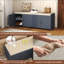 Linen Blend Upholstered Storage Bench-307849438