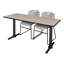 Neyland Cain T-Base training table and 2 Zeng stackable chairs-32520310-32520317-32520313