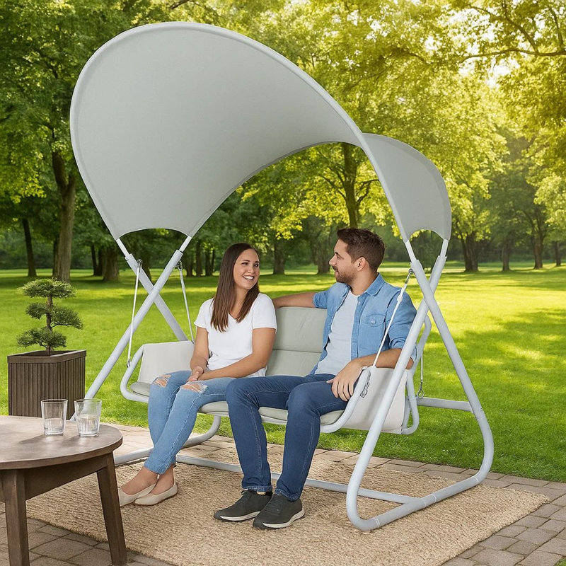 Fauteuil pivotant double suspendu Diz, acier thermolaqué blanc
