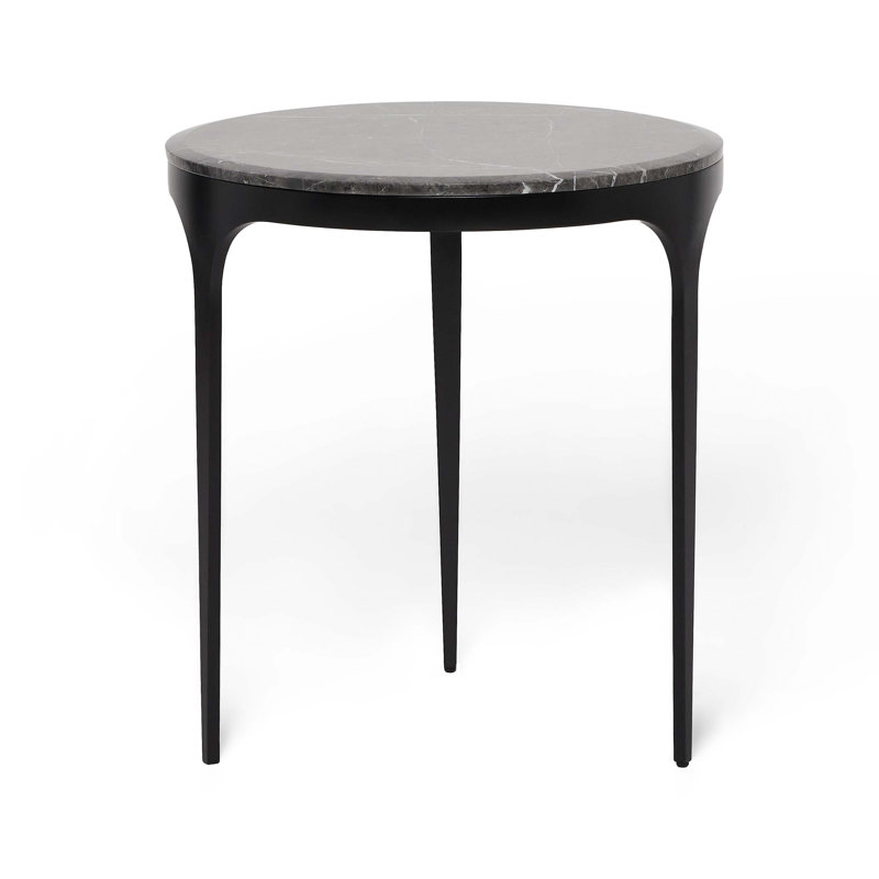 Camilla Marble End Table, Matte Black, Terra Brown, 22" H x 20" W x 20" D