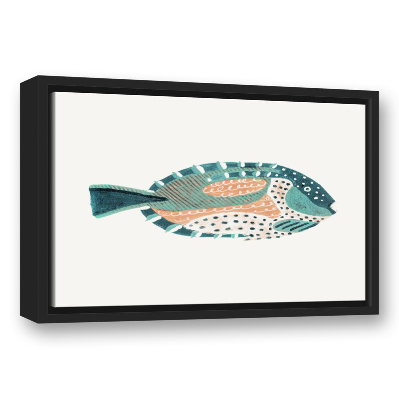 " Patterened Fish ", Black Floater Framed, 13.75" H x 19.75" W x 1.75" D