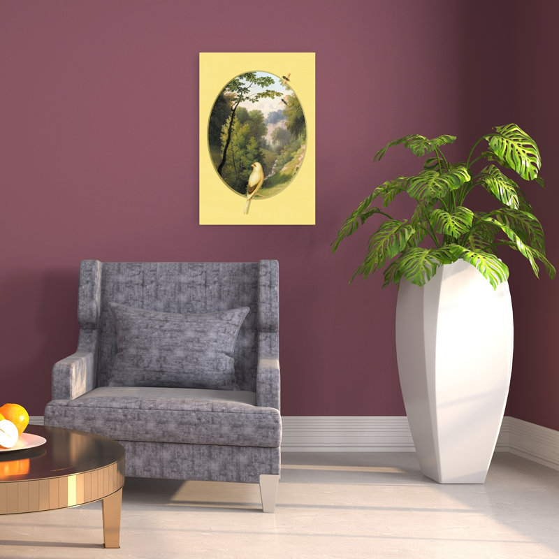 Serene Valley Bird Peaceful Serene Tranquil Bird Forest Landscape Wall Art Print 1 Piece Wrapped Canvas Wall Art