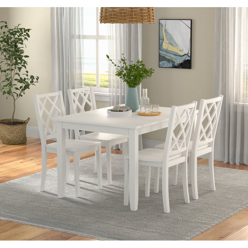 21" Wide Dining Chair with a Lattice Back, White