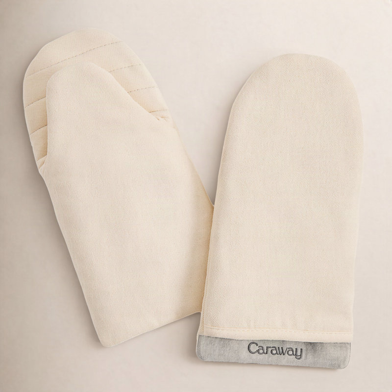 Caraway 2Pc Linen Oven Mitts, Cream