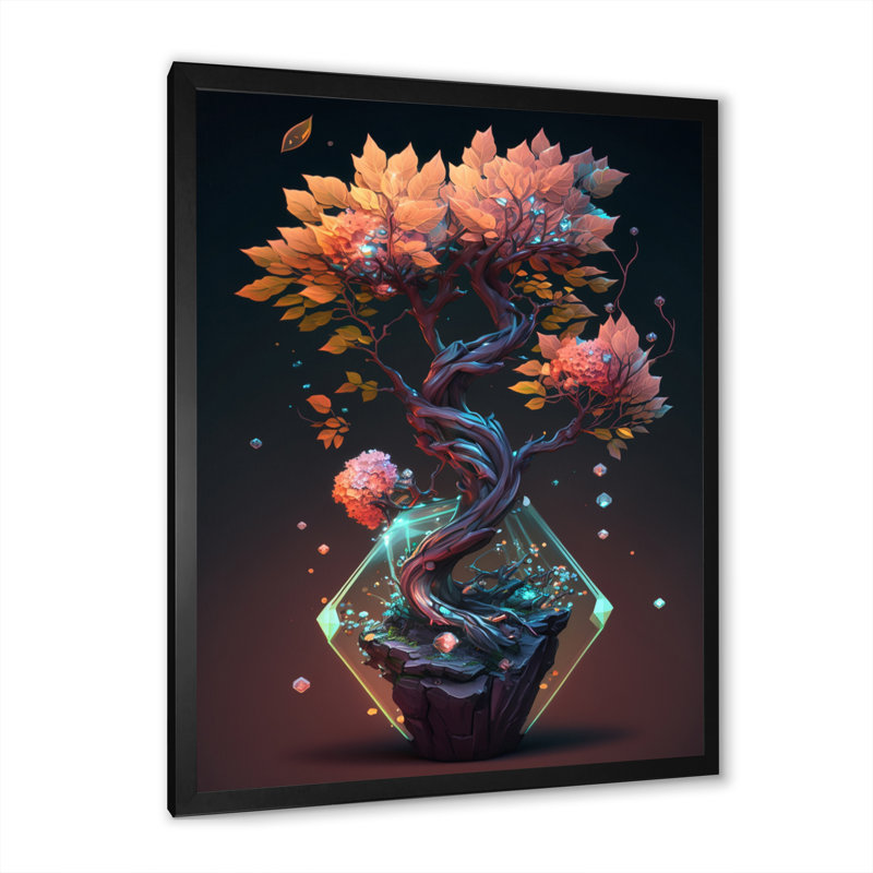 «Hexagon Bonsai Tree III», reproduction sur toile, Impression noire sur toile encadrée, H 20 po x l 12 po x P 1 po