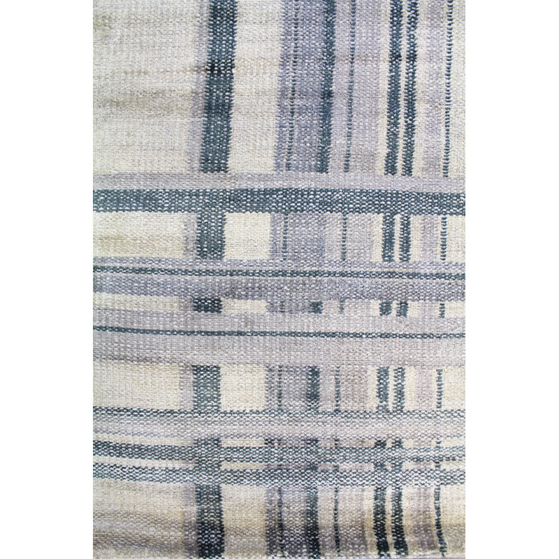 Tapis beige noué à la main de conception unique 8 pi x 10 pi 4 po New Age