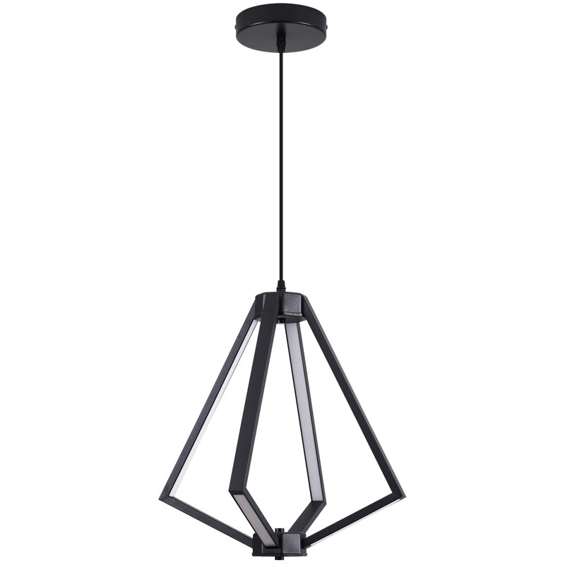 Lustre géométrique à 4 lumières à intensité variable à DEL Joshalynn, Noir mat