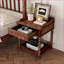Table de chevet rétro en noyer avec tiroir et tablette ouverte pour la chambre à coucher-1183186646