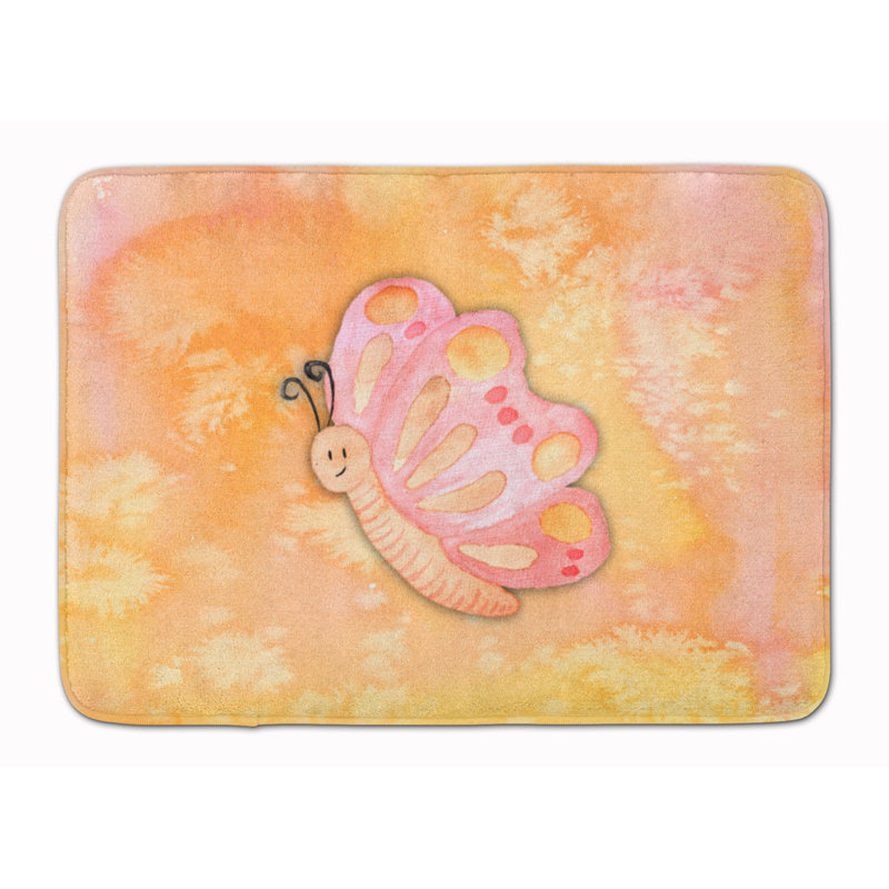Tapis pour salle de bain en mousse à mémoire de forme aquarelle papillon