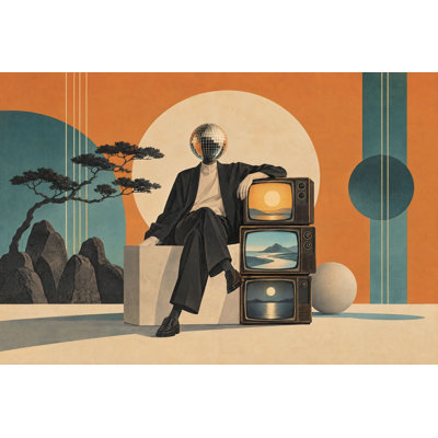Papier peint moderne surréel avec tête de disco surréaliste