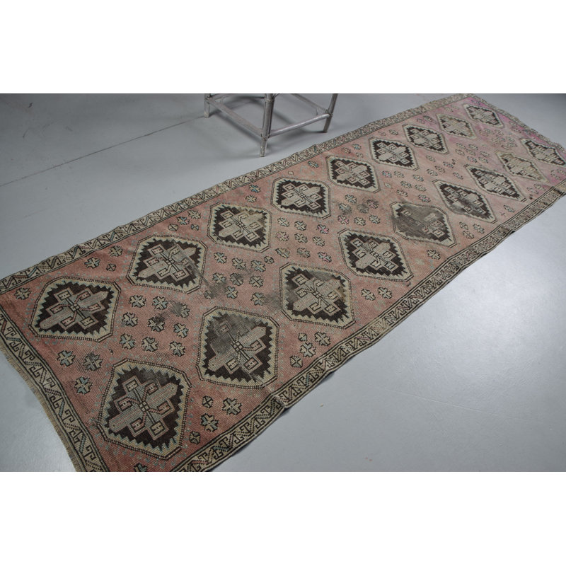 Tapis de couloir turc authentique avec motif géométrique vintage pour décor bohémien