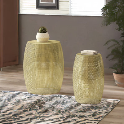 Round Metal Hollow Side Table Set