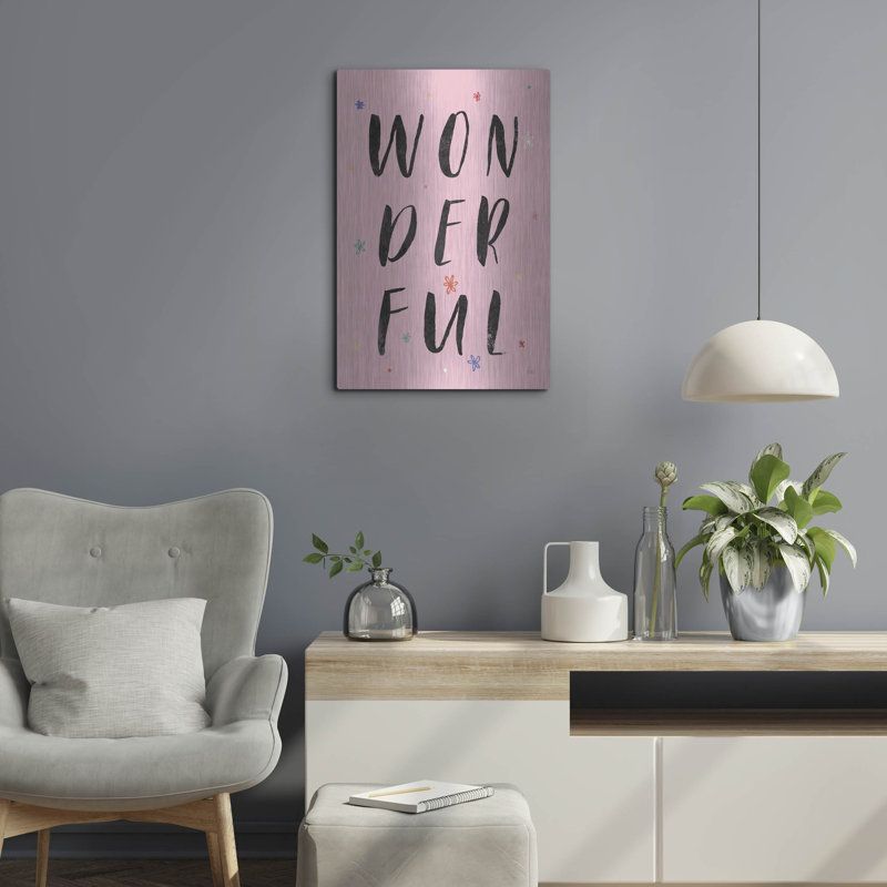 Art mural en métal Winston Porter «Colorful Bold Words 1» par Laura Marshall, H 24 po x l 16 po