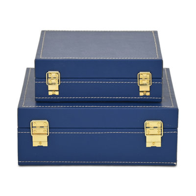 Ensemble de 2 boîtes avec accents cousus et poignées dorées Lithos