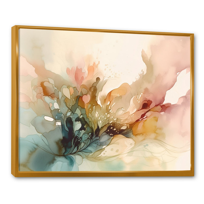 Impressions florales délicates II - Art encadré floral, H 24 po x l 32 po x P 1 po, Cadre flottant doré