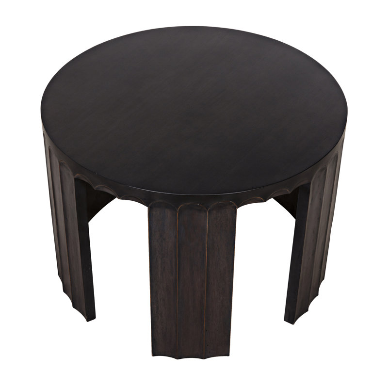 Fluted Solid Wood End Table
